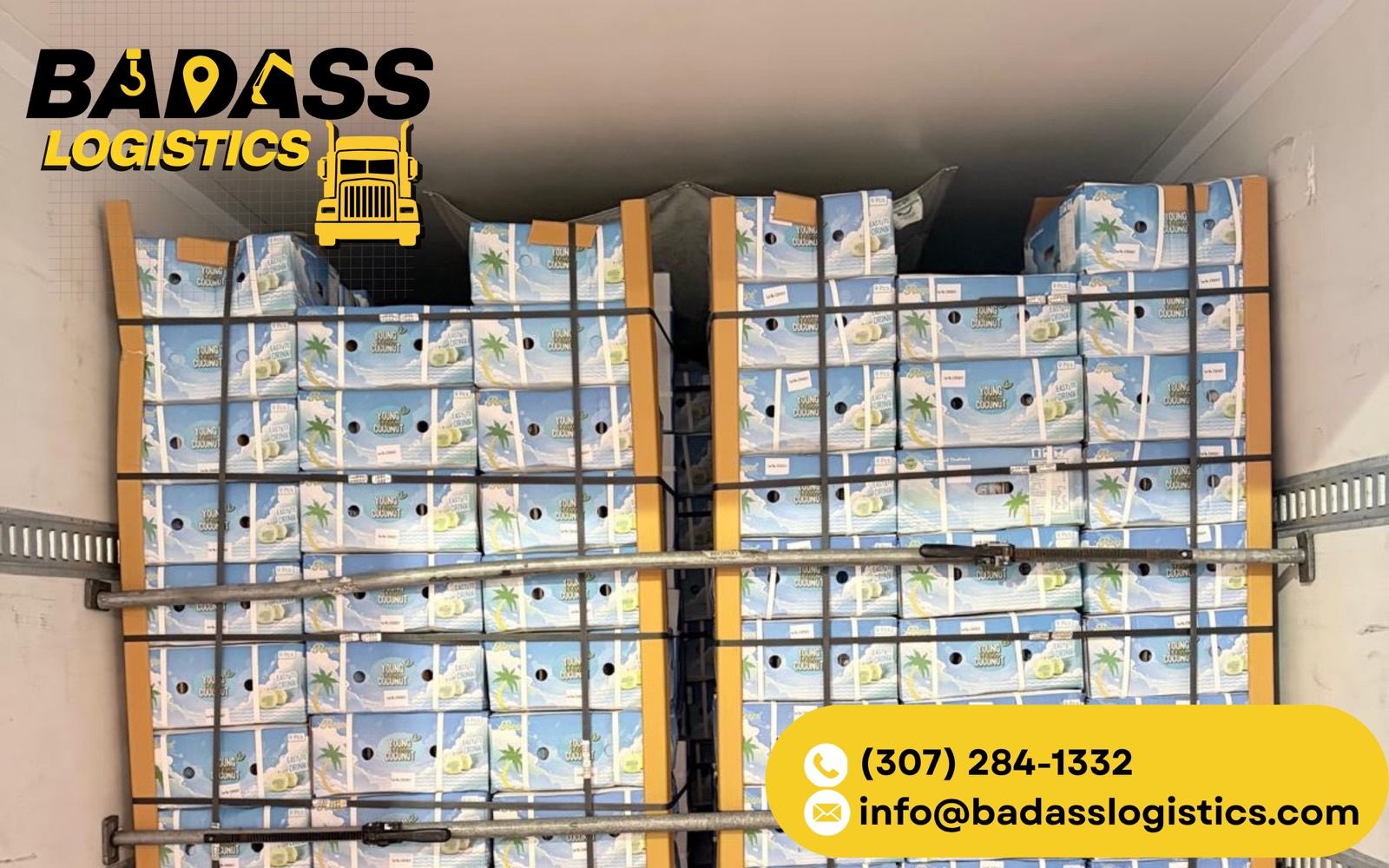 Reefer trailer loaded with palletized produce โ temperature-controlled freight